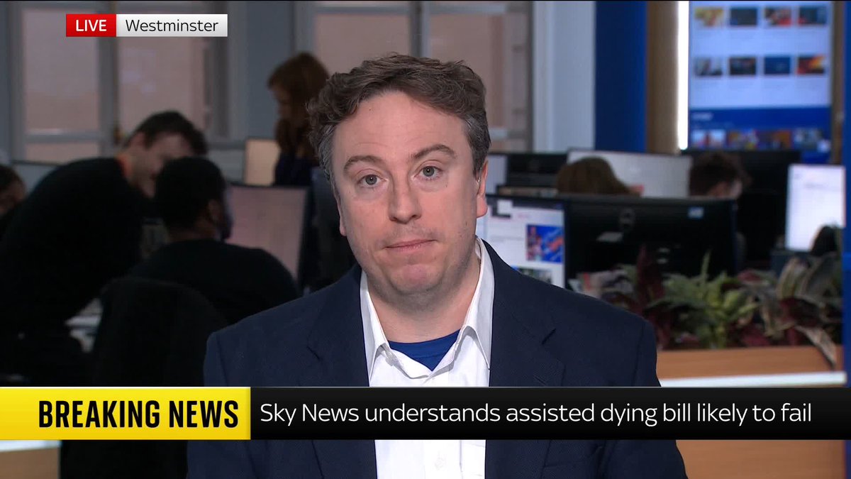 'There is an acceptance that the assisted dying bill is very likely to fail. It needs to get through before the King's Speech in May.' Sam Coates Sky adds that the bill is ‘running out of time’. Read more on this: 📺 Sky 501, Virgin 602 and YouTube