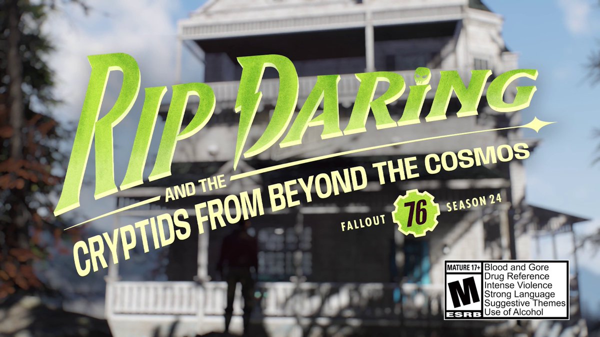 A new Rip Daring adventure inspires the rewards for the next #Fallout76 season. Season 24: Rip Daring and the Cryptids Beyond the Cosmos starts on March 3. 👽