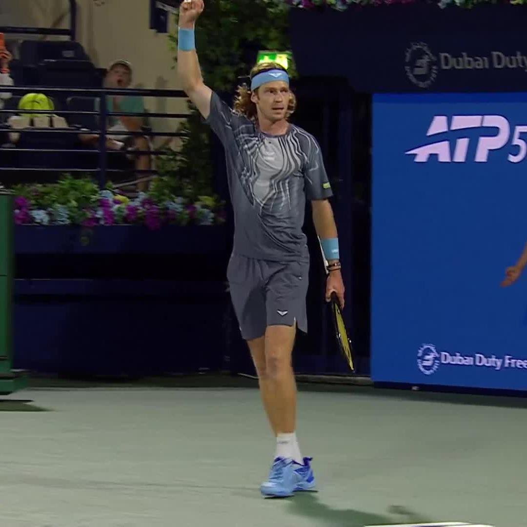 WOW 😯 Andrey Rublev breaks in style... #DDFTennis
