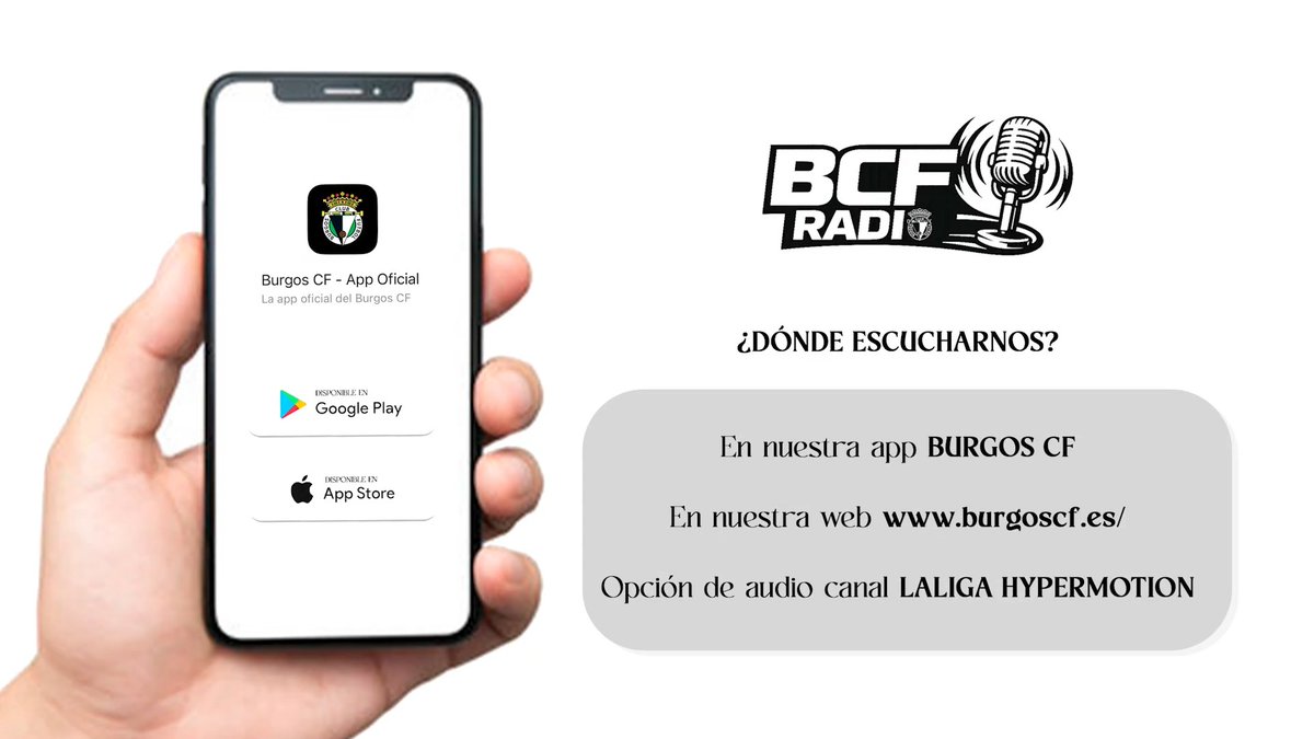 📻 Ya está aquí la nueva 𝗥𝗮𝗱𝗶𝗼 𝗕𝗖𝗙 🎙️ Y este sábado, debutamos en Zaragoza para narrarte el #RealZaragozaBurgosCF 🔜 🔴 Escucha el partido en directo desde nuestra App, Web Oficial, canal de YouTube o como opción de audio del canal LALIGA Hypermotion 📺 #BurgosCF