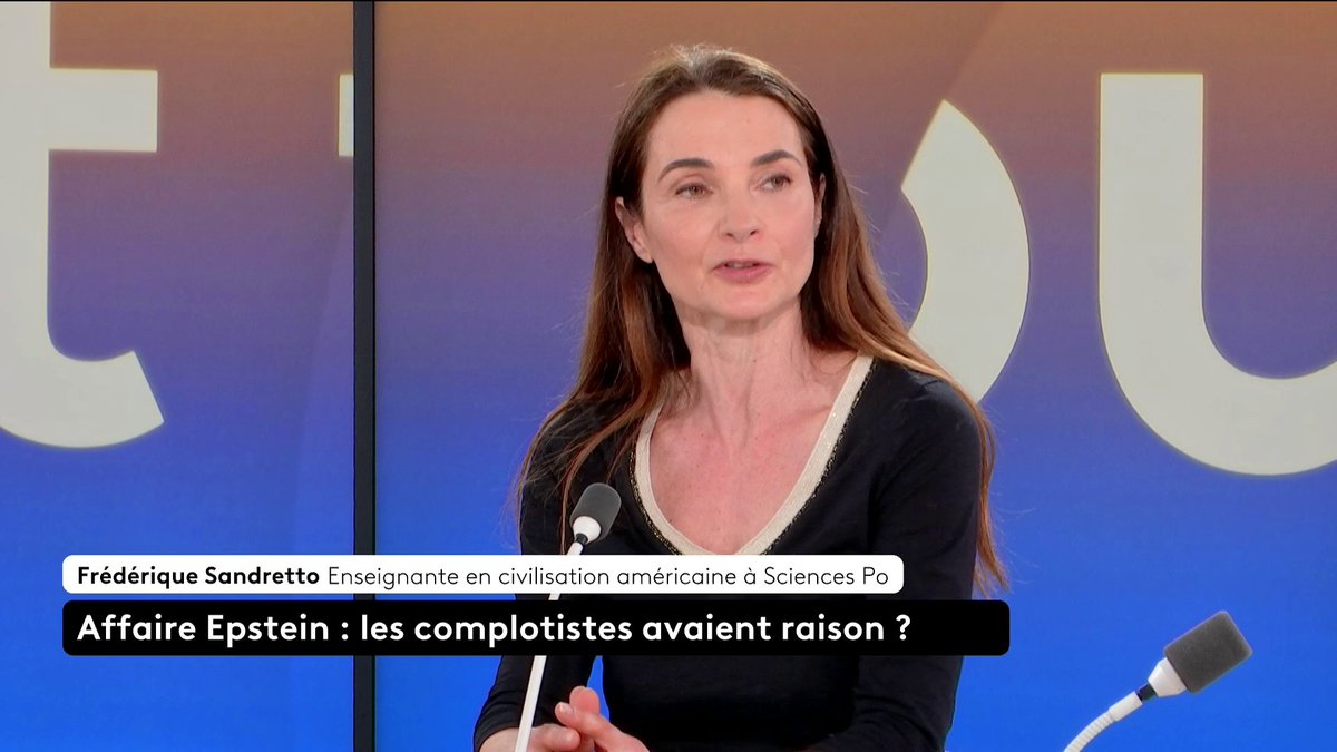 🔴 🗣️ Affaire Epstein : "C'est vraiment l'idée d'un deep-state [...] où finalement ça serait une association de militaires, d'hommes influents, du renseignement, qui domineraient le monde", détaille l'enseignante Frédérique Sandretto. #CestTouteLaQuestion #Canal16