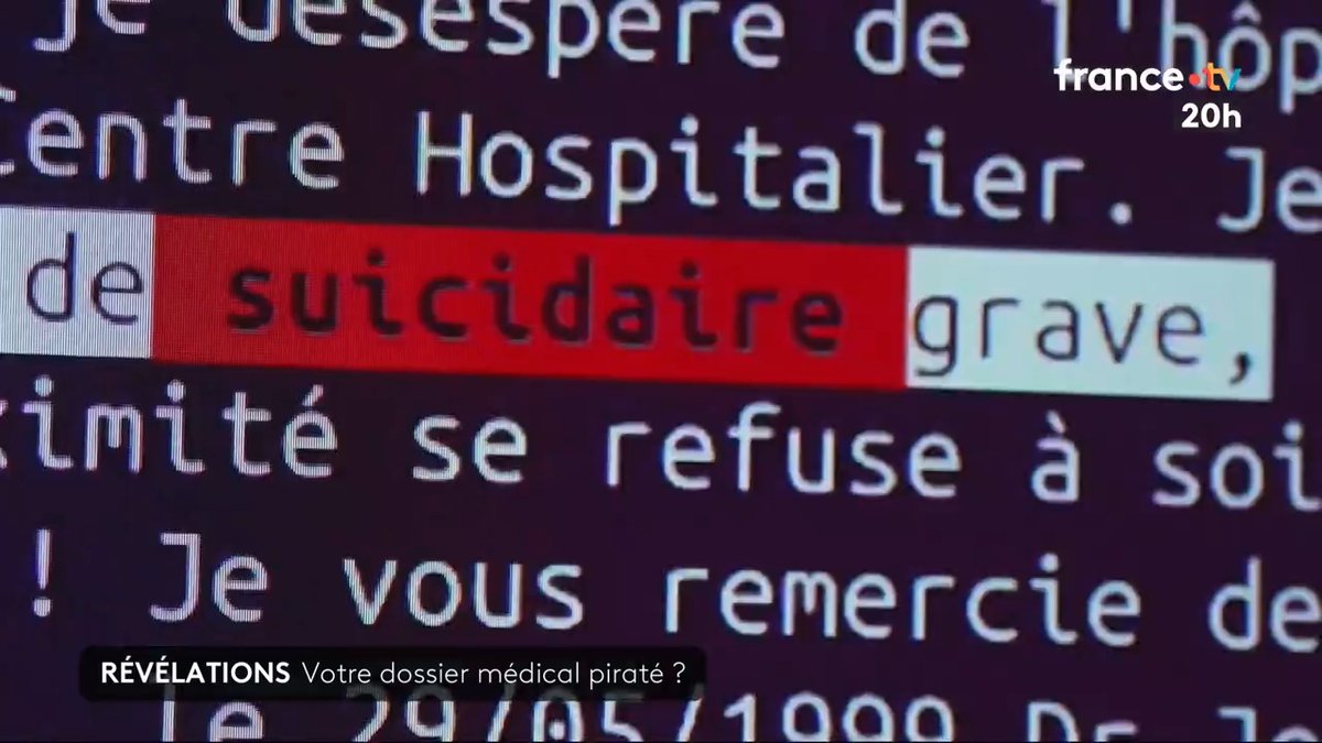 🚨🩺 "Porteur du SIDA", "dépressif"... Votre dossier médical piraté ? Révélations sur des fuites de données actuellement en vente sur le darkweb. Certaines concernent les personnalités les plus influentes de la République. #JT20h