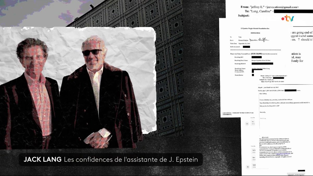 🔴👁 ENQUÊTE #JT20h : les confidences de l'assistante de Jeffrey Epstein qui a accepté de dévoiler en détails les liens entre le milliardaire américain et l'ancien ministre de la Culture, Jack Lang.