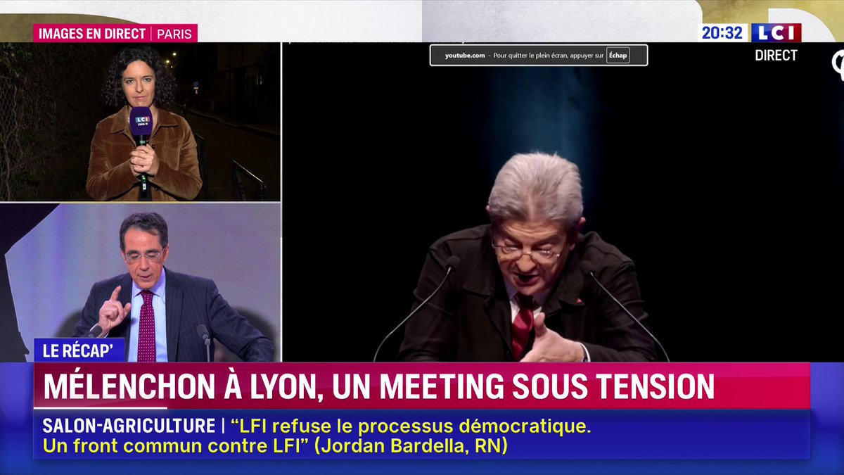 🔴 Jean-Luc Mélenchon à Lyon, un meeting sous tension 🗣️ "Je veux dire cette gauche-là et les appeler solennellement à se réveiller" : Manon Aubry à Marine Tondelier, au PS, à François Hollande 📺 "Face à Darius Rochebin" sur LCI
