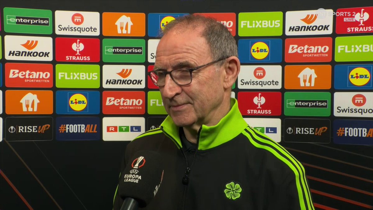 Never a dull moment with Martin O'Neill 😅 The Celtic manager reflects on the side's win in Germany on the evening, his future, and what comes on Sunday with a huge tie with Rangers 👀 🎙️ Connie McLaughlin | 📺 TNT Sports &amp; discovery+ UK