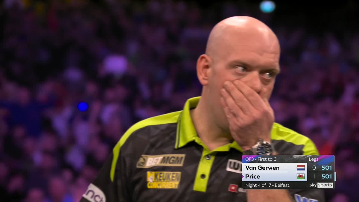 123 FROM PRICE! 🫣 Michael van Gerwen struggles on the outer ring, as Gerwyn Price snatches the opening leg from MVG's grasp and pins a brilliant 123 checkout to win the opener! 📺 #PLDarts | QF3