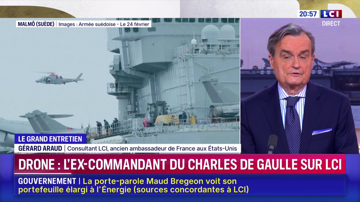🔴 Drone neutralisé près du Charles de Gaulle 🗣️ "C'est une de ses caractéristiques : Poutine prend des risques (...) Envoyer un porte-avions français en mer baltique, c'est vu par les Russes comme un acte hostile" : Gérard Araud 📺 "Face à Darius Rochebin" sur LCI