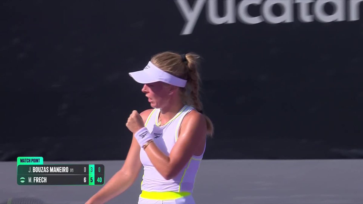 Signed, sealed, delivered 💌 Magdalena Frech defeats No.7 seed Bouzas Maneiro 6-0, 6-3 to book her quarterfinal place! #MeridaOpen