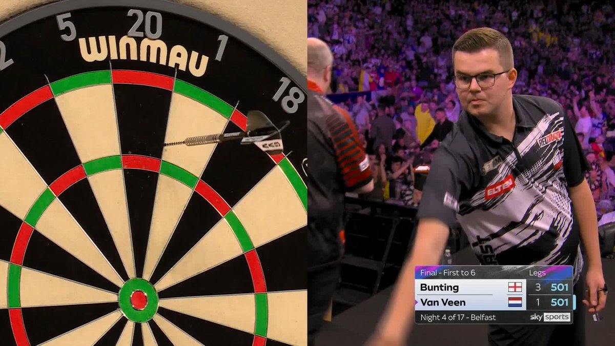 BUNTING WITH THE 106! Stephen Bunting is halfway to victory, as The Bullet restores his two-leg advantage with a brilliant 106 checkout! 📺 #PLDarts | Final