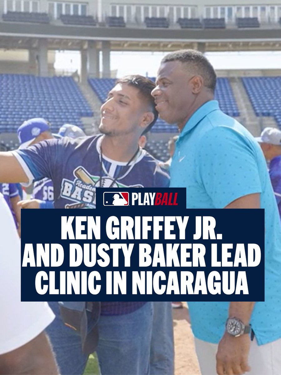 World Baseball Classic ambassador and Hall of Famer Ken Griffey Jr. linked up with Team Nicaragua skipper Dusty Baker for a Play Ball clinic in Managua 🇳🇮