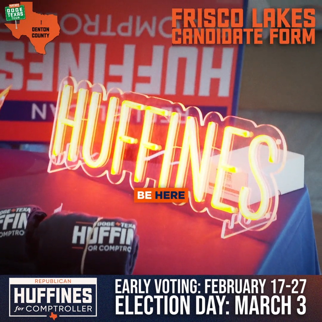 I told the folks at the Frisco Lakes Candidate forum about the importance of DOGE-ing Texas Government. Early voting ends on Friday, February 27th. Get out and vote!