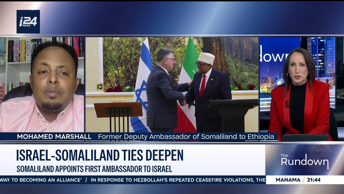'The message was very clear: the recognition of Somaliland is no longer taboo' Mohamad Marshall (Mohamed Marshall) joins Benita Levin on #TheRundown to discuss Somaliland appointing the first ambassador to Israel