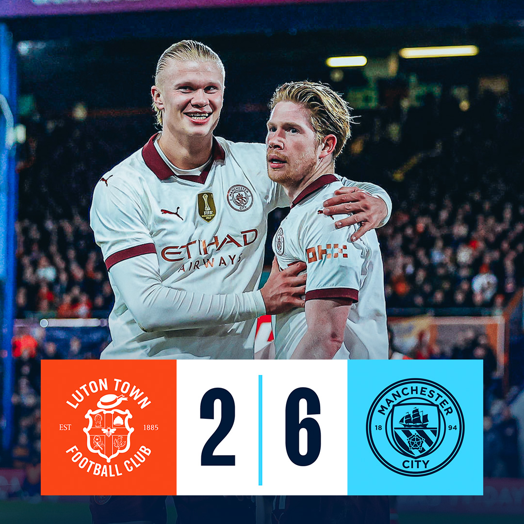#OnThisDay: Luton 2-6 #ManCity [2024] ⚽️ [45', 52'] Jordan Clark - ⚽️ [3', 18', 40', 55', 58'] Erling Haaland ⚽️ [72'] Mateo Kovacic