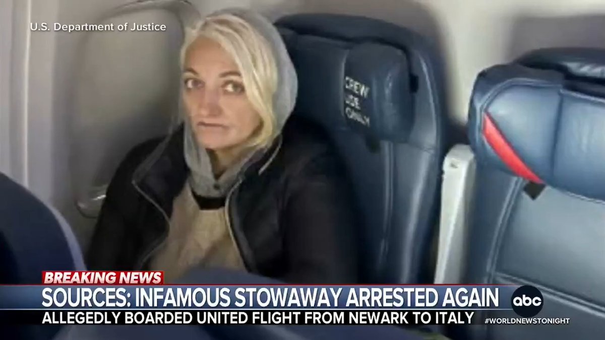 Sources say Svetlana Dali is in custody in Italy after sneaking onto a United Airlines flight from Newark to Milan. She was convicted last year of stowing away on a New York to Paris flight out of JFK. @SRamosABC reports.