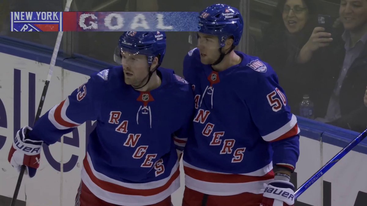 A slick no‑look feed from Will Cuylle sets up Alexis Lafrenière! 🍎 📺: ESPN ➡️