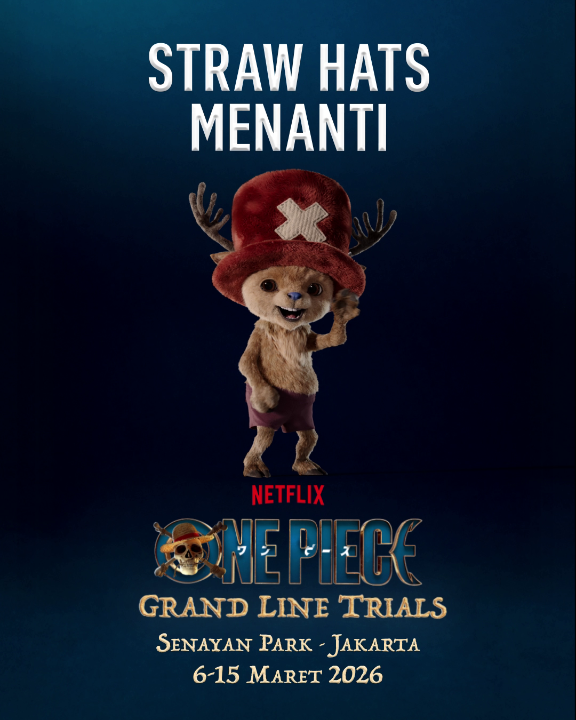 Nakama! Udah diajakin langsung tuh sama Chopper! 🤩 Ayo kita silaturahmi di One Piece: Grand Line Trials di Senayan Park, Jakarta. Registrasi UDAH DIBUKA di GRATIS! 🏴☠️