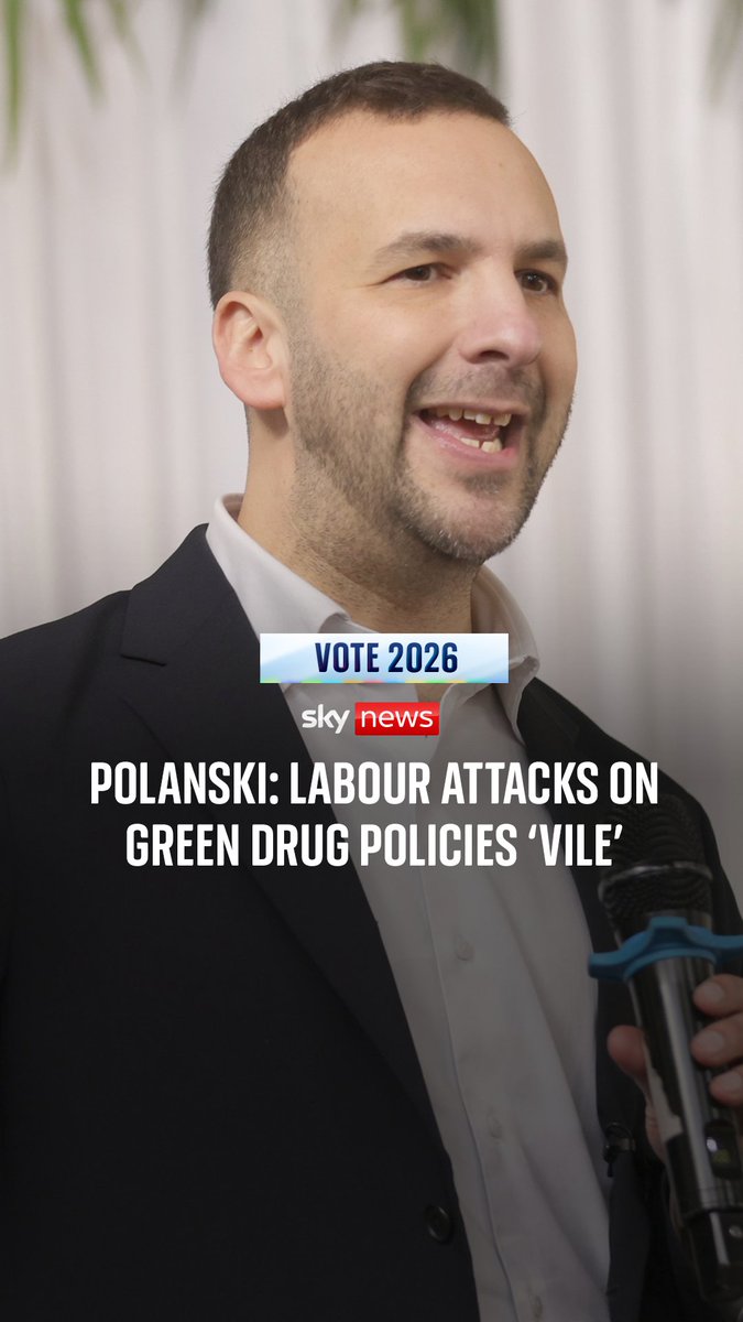 The leader of the Green Party of England and Wales, Zack Polanski, has described Labour's criticism of their drugs policy as "vile". Speaking to Sky's Beth Rigby, Polanski said the prime minister's swipe at his party's plans to legalise and regulate all drugs showed Labour had "no answers" to the cost of living crisis. 🔗
