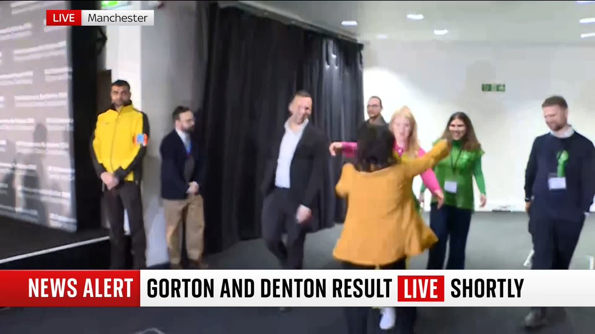 BREAKING: Green Party leader Zack Polanski and Gorton and Denton candidate Hannah Spencer have arrived at the vote count in Manchester ahead of the result of the by-election. 📺 Sky 501, Virgin 602, Freeview 233 and YouTube