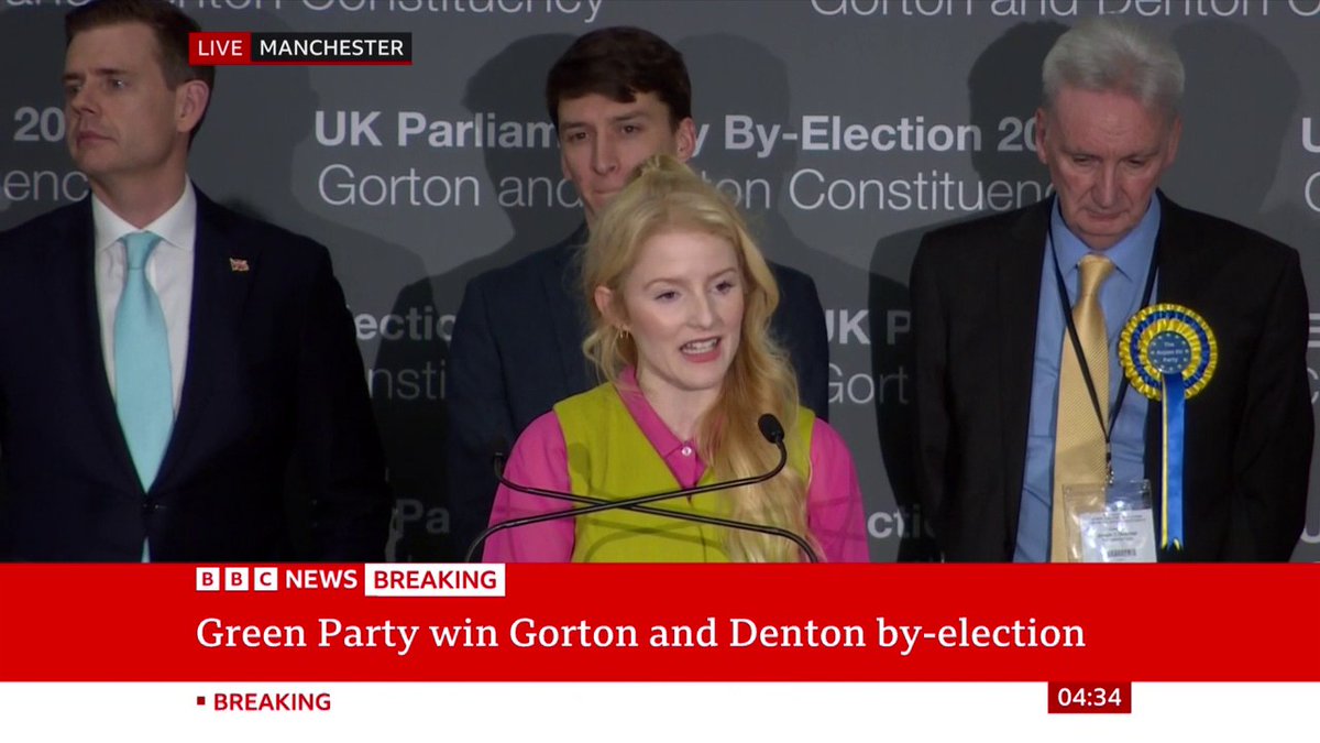 "I didn't grow up wanting to be a politician, I'm a plumber" Hannah Spencer celebrates her win in Gorton and Denton as the Green Party claim their first ever Westminster by-election Follow live reaction: