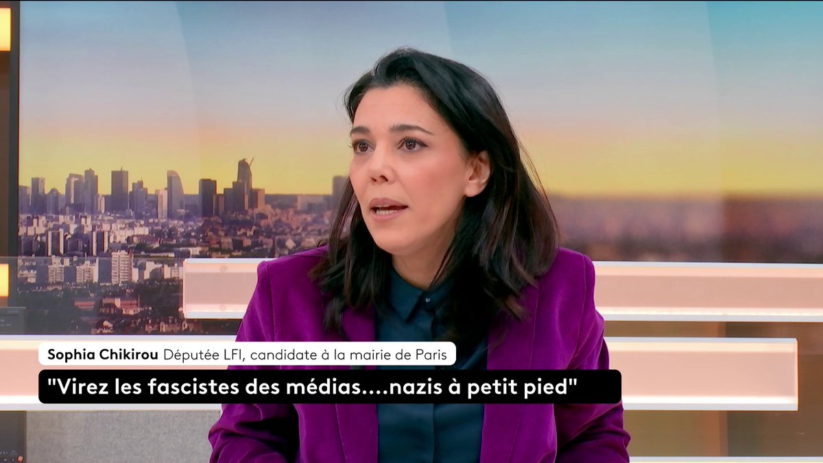 🔴 🗣 "Personne ne peut nier qu'il y a une presse entre les mains d'un oligarque qui a comme projet politique un 'choc des civilisations'", assure la députée LFI et candidate à la mairie de Paris, Sophia Chikirou, qui avait incité à virer "les fascistes des médias".#canal16
