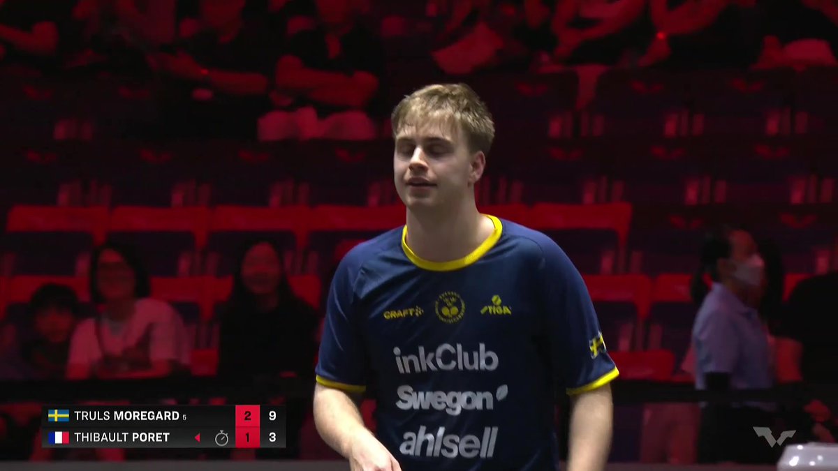 Thibault Poret stoppé par le Suédois Truls Moregard en 8es de finale du WTT Grand Smash de Singapour #lequipePING