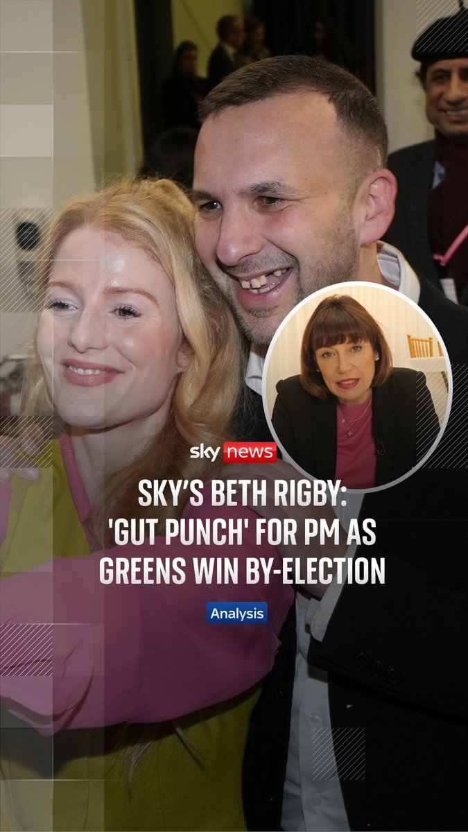 Sky's @bethrigby says Green party winning the Gorton and Denton by-election is a 'gut punch' for Sir Keir Starmer. 📱Watch Beth's analysis here