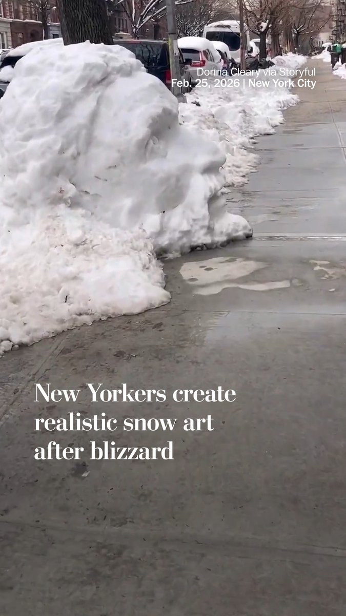 After the winter storm that hit much of the East Coast, snow sculptures began appearing throughout New York City. Some, like a snowy depiction of a man's head and a gathering of polar bear sculptures in Central Park, were incredibly realistic. “Given the right medium and time (like a snow day), people here know how to make your jaw drop,” shared Donna Cleary, who recorded video of one of the sculptures.