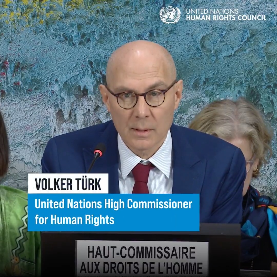 "The situation in #Iran remains volatile after the authorities killed thousands in a lethal crackdown in January," UN Human Rights chief Volker Türk told the United Nations Human Rights Council. "There are continued reports of repression." "Thousands of people are still missing." #HRC61