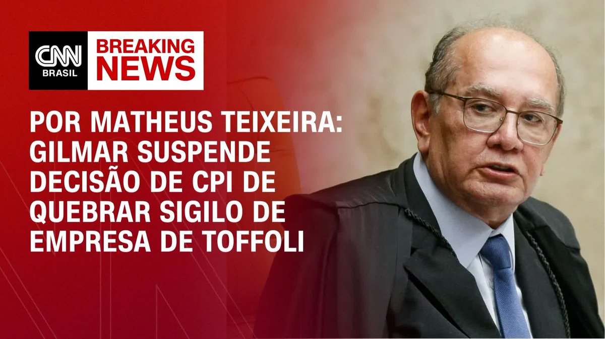 Por Matheus Teixeira: Gilmar suspende quebra de sigilo de empresa de Toffoli; assista #CNN360º