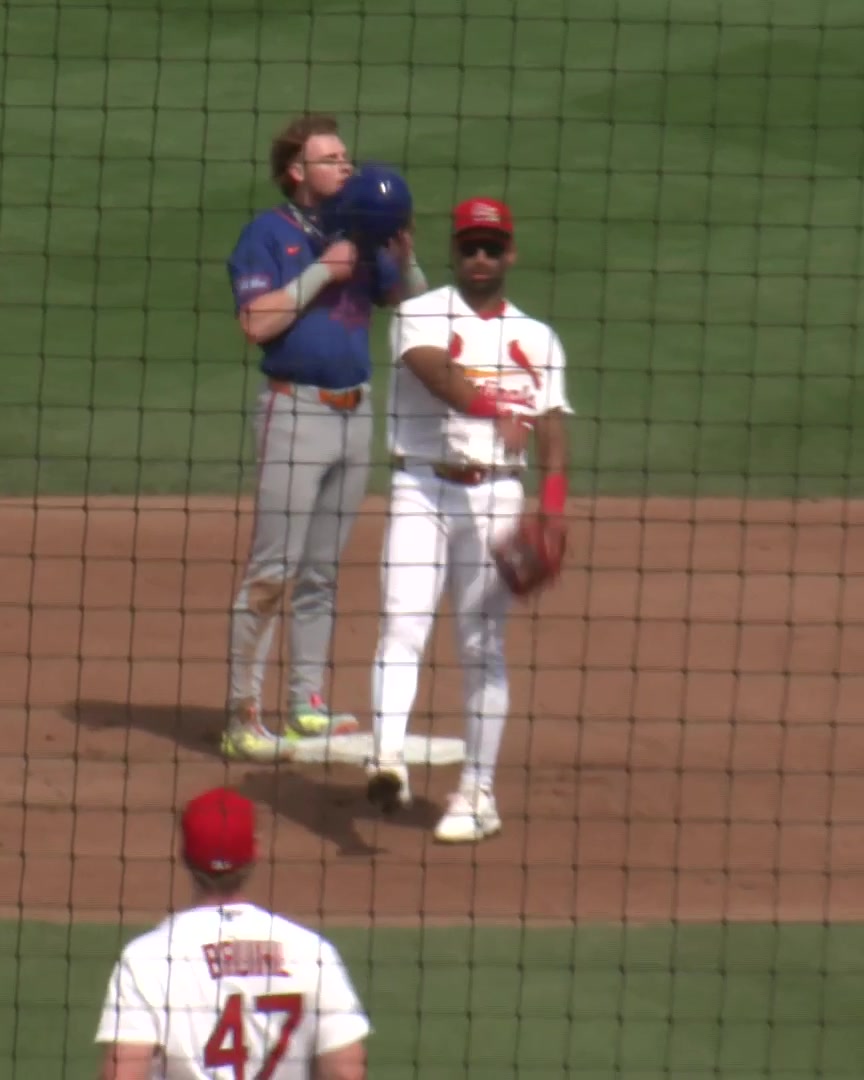 Carson Benge hits an infield single up the middle then easily steals second base