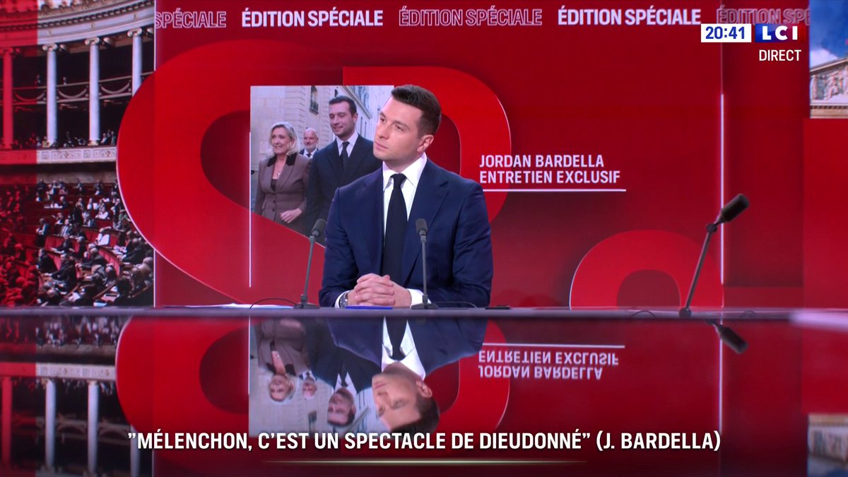 🔴🗣️ Toute personne ayant des propos antisémites, racistes, homophobes "sera non seulement écartée du RN mais ce type de profil et ce type de comportement a toujours été écarté (...) La différence, c'est qu'à LFI, ils sont promus" : Jordan Bardella, l'entretien exclusif sur LCI