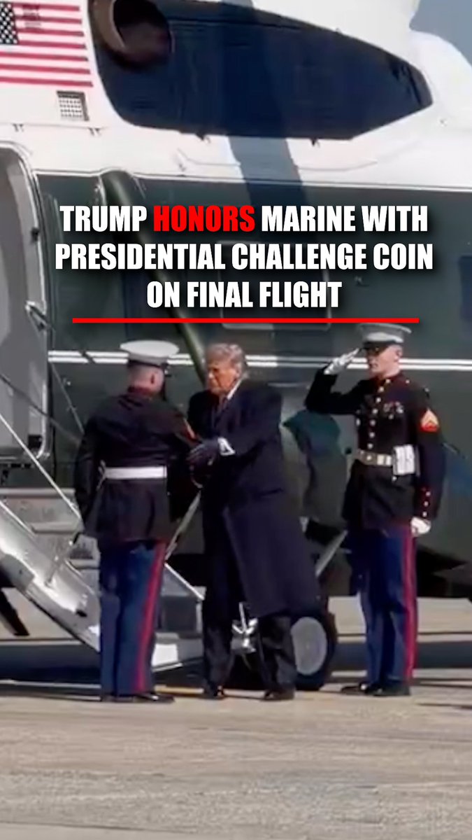 GOODBYE PRESENT: President Trump gifted a Marine a Presidential Challenge Coin for his last flight before heading to the Lone Star State. Margo Martin
