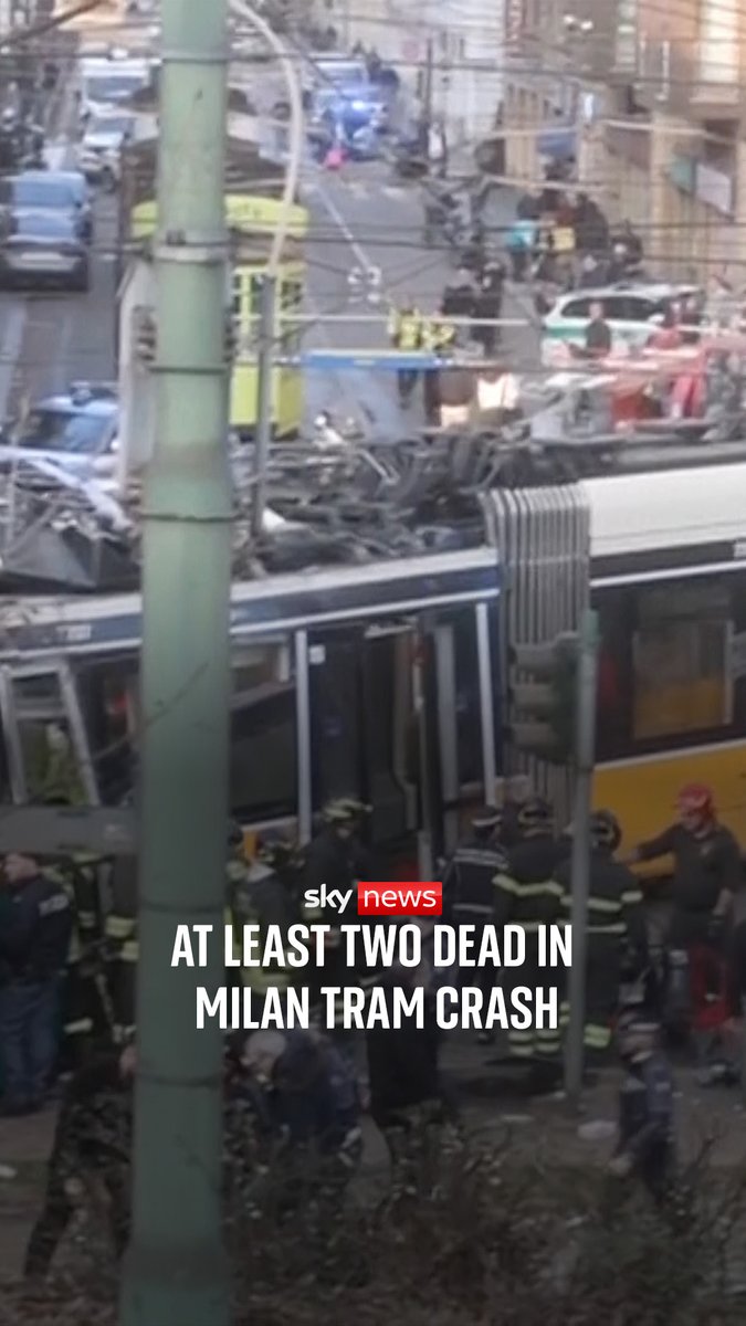 At least two people have been killed and dozens injured after a tram derailed and hit a building in central Milan. Dozens of ambulances, fire engines and police cars responded to the crash. 🔗