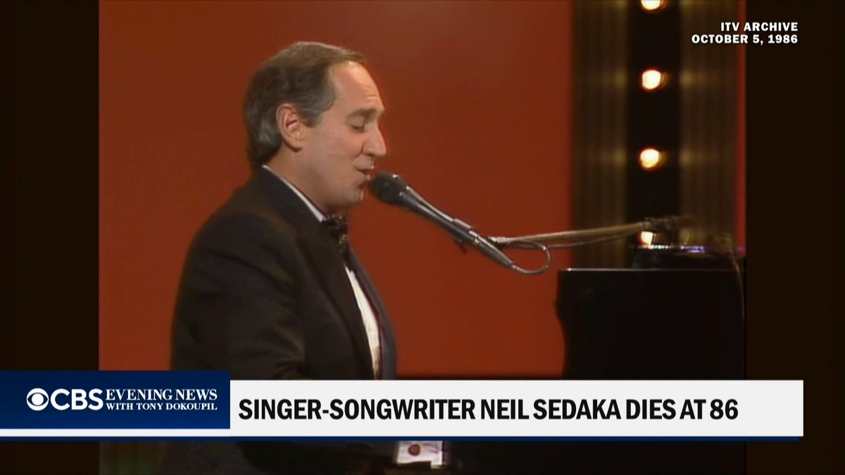 Neil Sedaka, the prominent singer-songwriter whose string of hits in the 1960s and '70s included "Laughter in the Rain," "Breaking Up is Hard to Do" and "Calendar Girl," has died. He was 86.