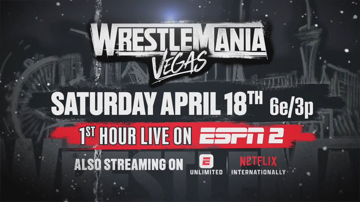 BIG NEWS! The 1st hour of WrestleMania on BOTH Saturday and Sunday will be streaming LIVE on ESPN2 and ESPN! 📺 6 ET/ 3 PT