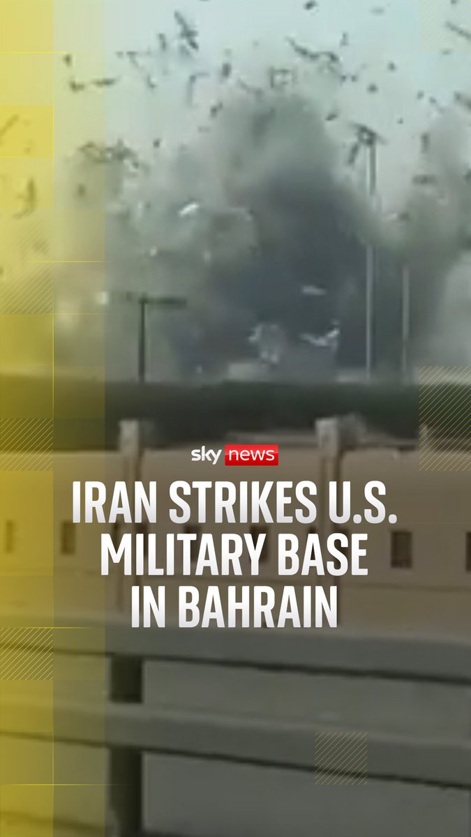 Footage shows the moment a missile explodes near a US Navy base in Bahrain. Bahraini state news says an attack has targeted the US Navy’s 5th Fleet headquarters. Explosions have also been reported across the Gulf, as Iran retaliates against the US and Israel's attack.