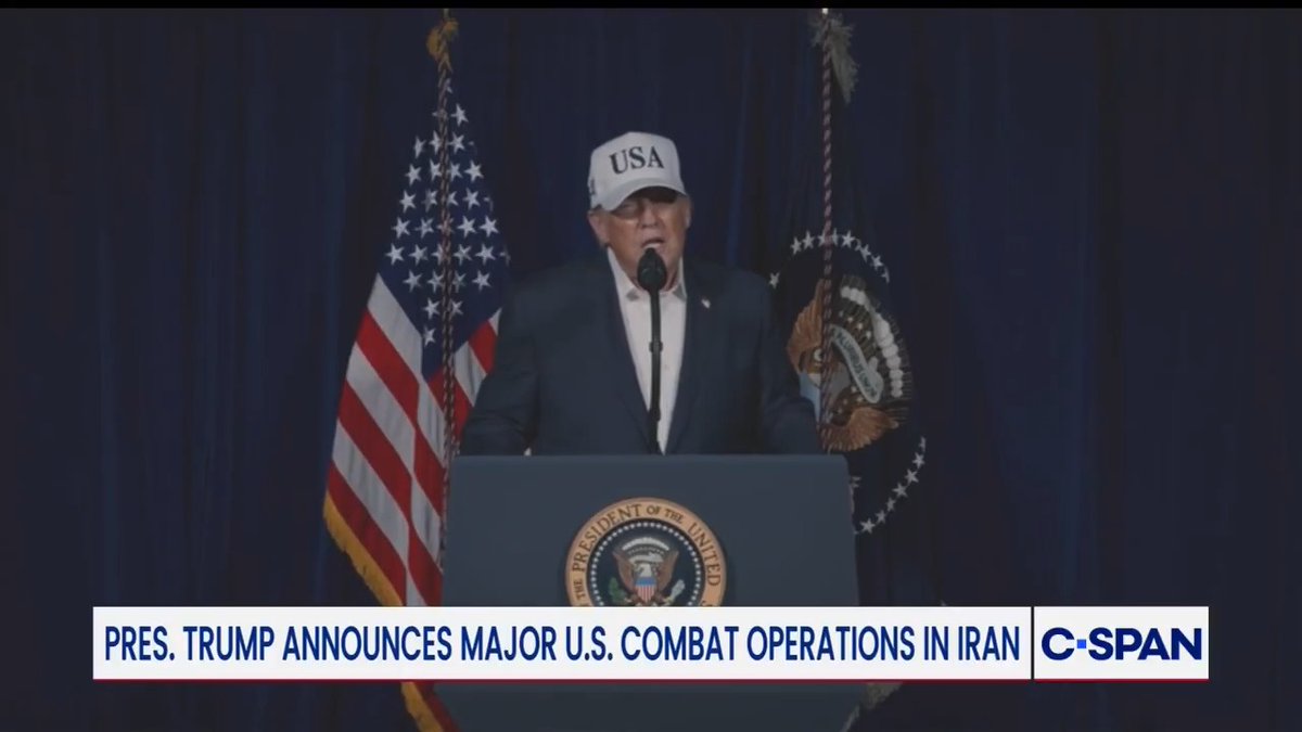 President Trump: "A short time ago, the United States military began major combat operations in Iran. Our objective is to defend the American people by eliminating eminent threats from the Iranian regime a viscous group of very hard terrible people."