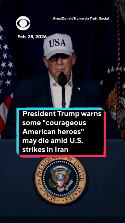 President Trump announced early Saturday that the U.S. was undertaking "major combat operations in Iran," as Israel said it was launching a preemptive attack on the country. "The lives of courageous American heroes may be lost and we may have casualties. That often happens in war," he said in an eight-minute video on Truth Social. "But we're doing this, not for now. We're doing this for the future. And it is a noble mission."