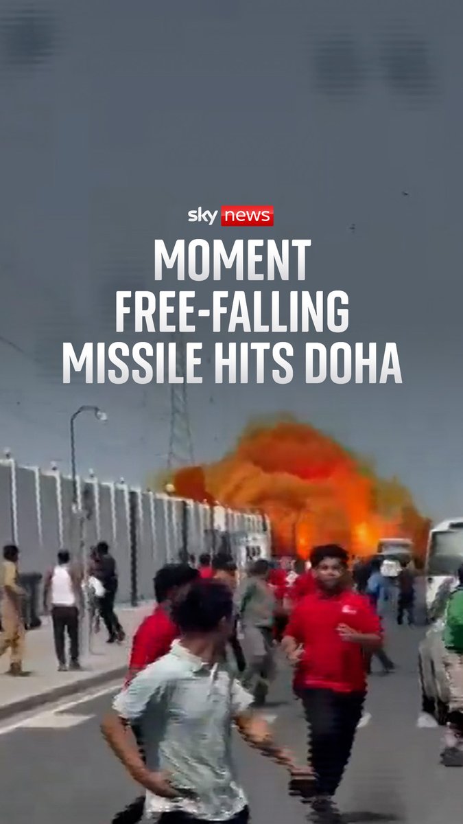 Footage shows a missile falling from the air and hitting a residential area in Doha, Qatar. It's likely the missile was intercepted above the city. Iran says it has launched strikes on U.S. military bases across the Middle East after the U.S. and Israel attacked Iran.