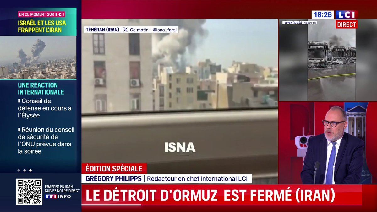 🔴🗣️ Le Détroit d'Ormuz, c'est "20% du pétrole mondial (...) Si ce blocus durait plusieurs jours, ça aurait des conséquences sur l'économie mondiale" : Grégory Philipps sur LCI ⬇️