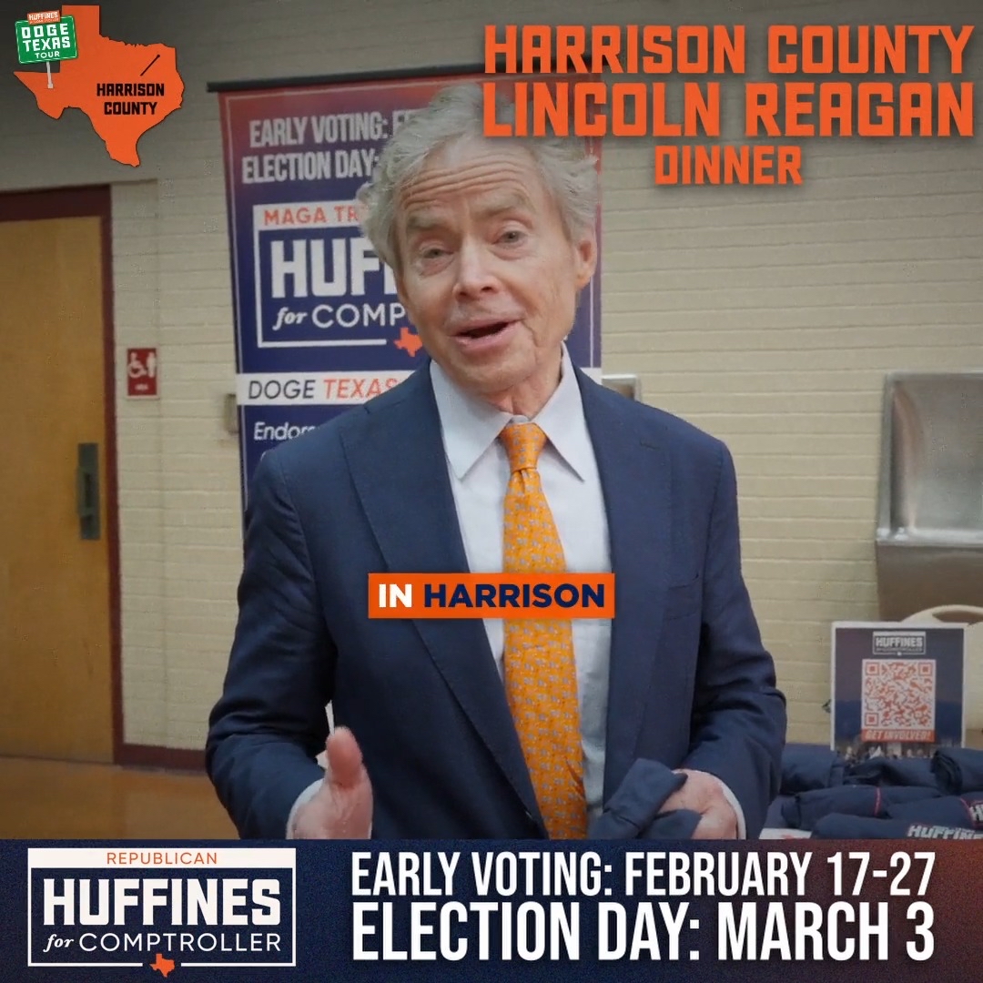 I encouraged the Patriots at the Harrison County Lincoln Reagan Dinner to get out and vote. Vote Trump-Endorsed HUFFINES for Comptroller THIS Tuesday, March 3rd.