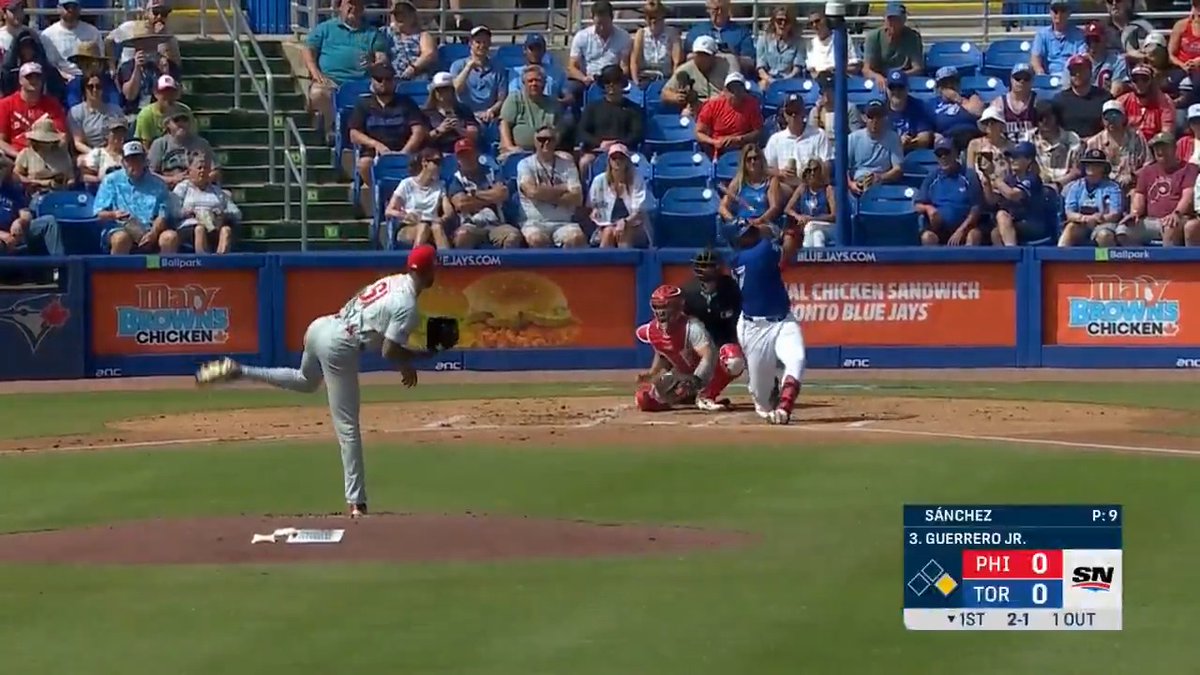 Vladdy Jr was laughing mid at-bat because Cristopher Sanchez’s changeup is so good