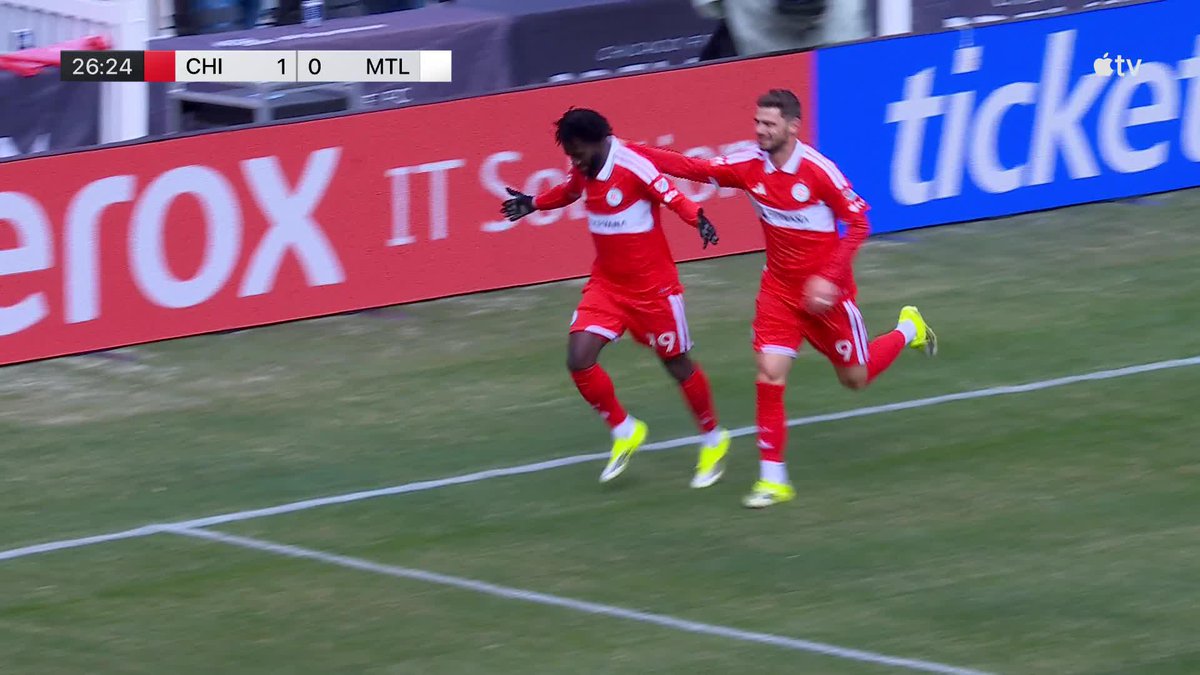 Jonathan Bamba taps it home to open the scoring for Chicago Fire FC! 🔥 📺 Apple TV: