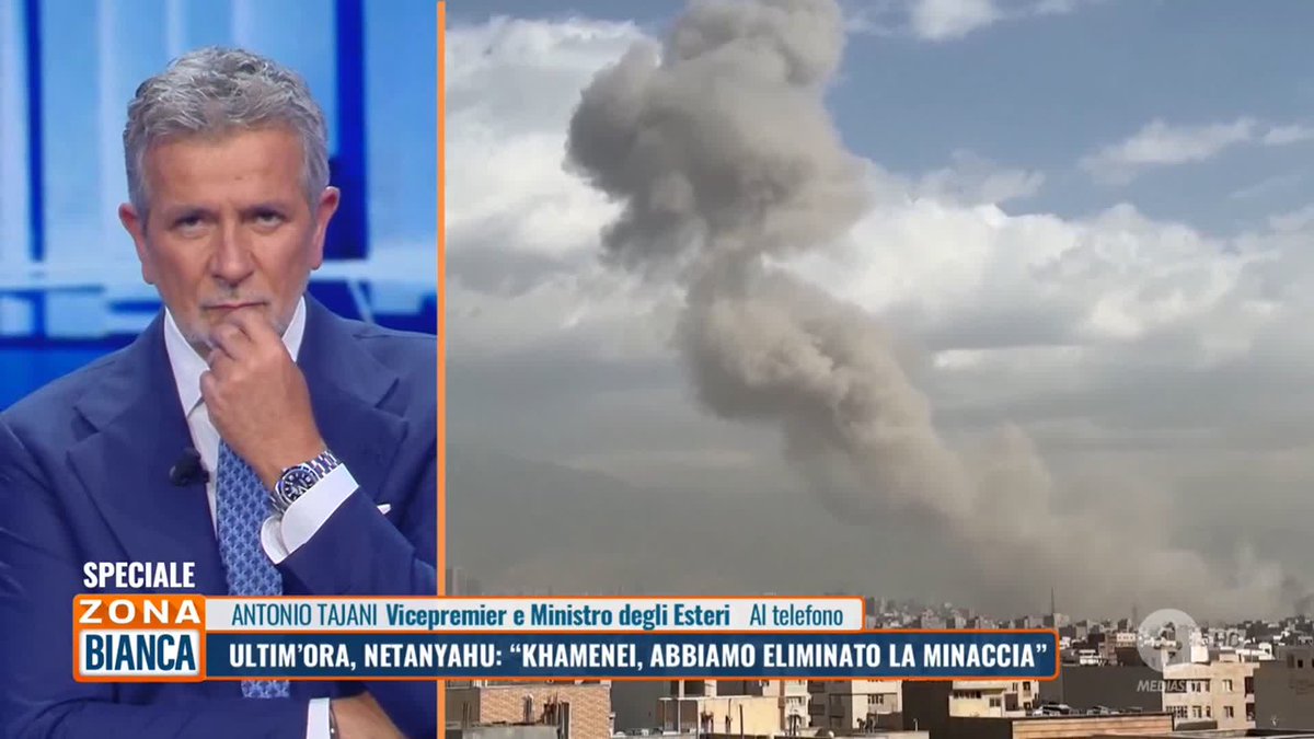"Se confermata la morte di #Khamenei ci saranno delle conseguenze, vedremo quali" Il vicepremier e ministro degli Esteri Antonio Tajani in diretta a #ZonaBianca