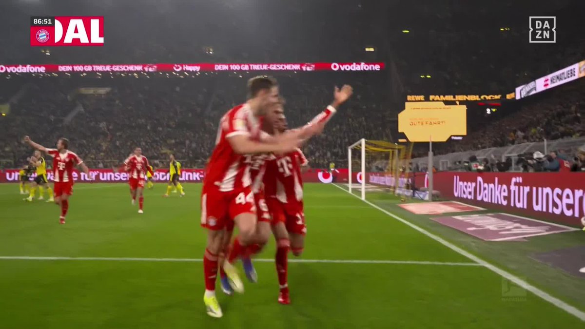 試合を決めた殊勲の一撃💥 キミッヒがこぼれ球をダイレクトボレー! バイエルンの「心臓」が見事な決勝ゴール! 🇩🇪ブンデスリーガ第24節 🆚ドルトムント×バイエルン 📺DAZN見逃し配信中 #ブンデスリーガ #だったらDAZN