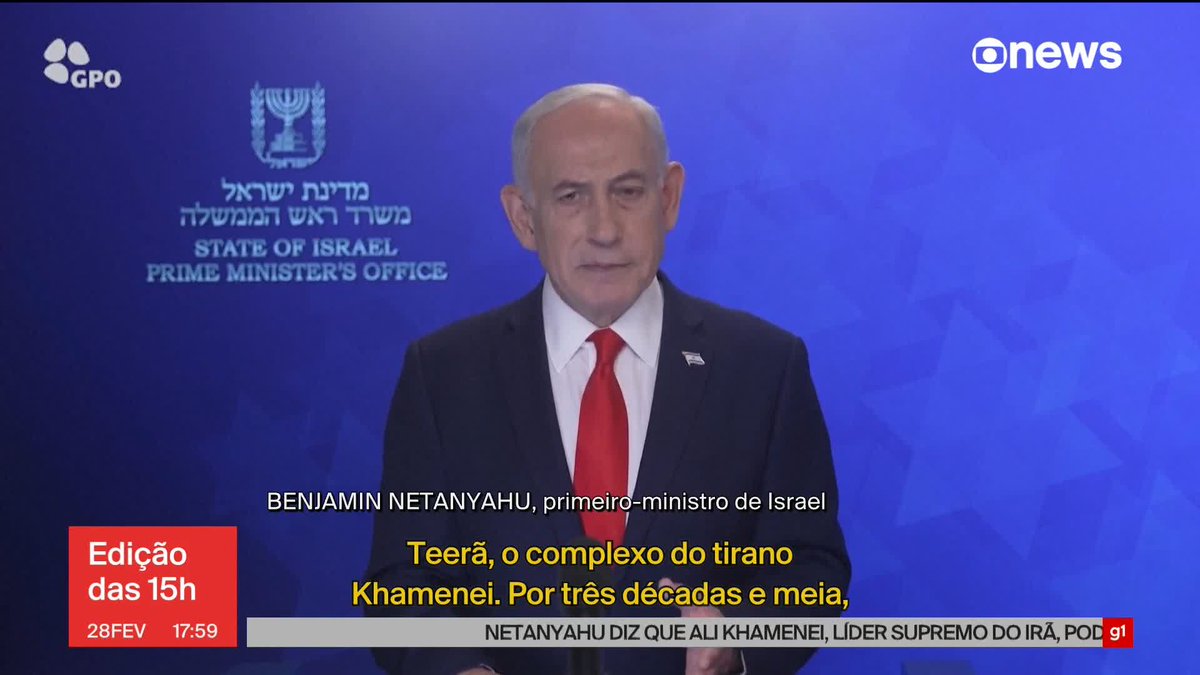 Em pronunciamento, o premiê de Israel, Benjamin Netanyahu, afirmou que há sinais de que o líder supremo do Irã, Ali Khamenei, "não existe mais". ➡ Assista à #GloboNews: #jornalglobonews
