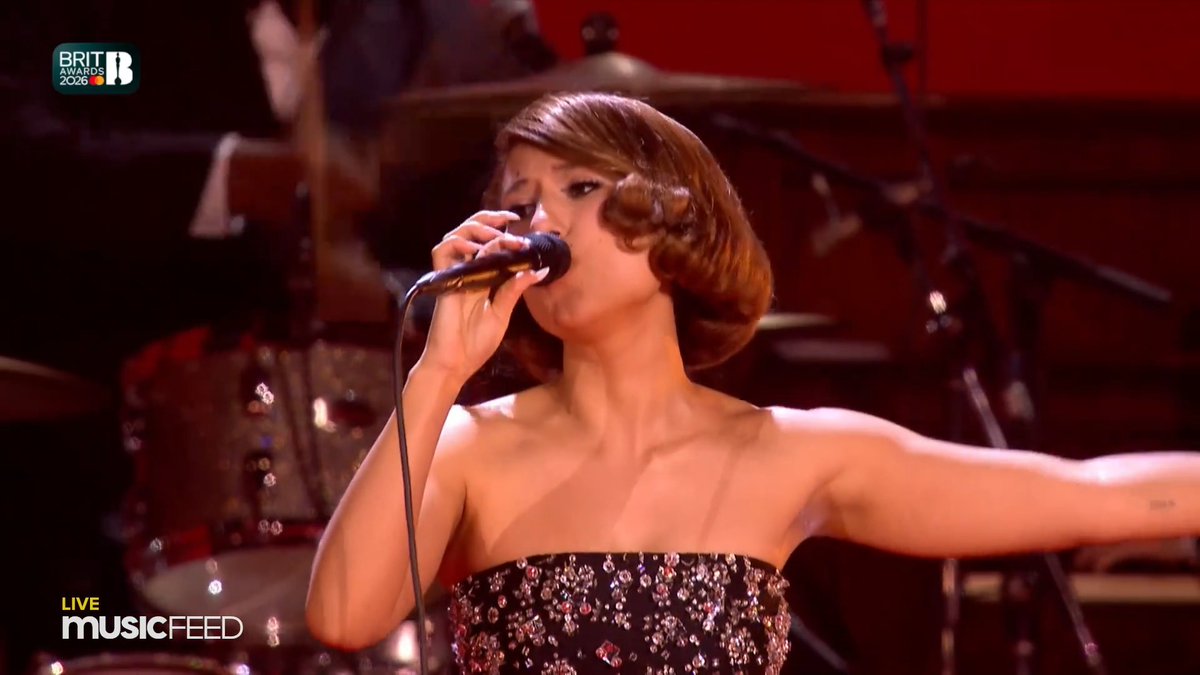Raye performing “WHERE IS MY HUSBAND!” at the #BRITs.