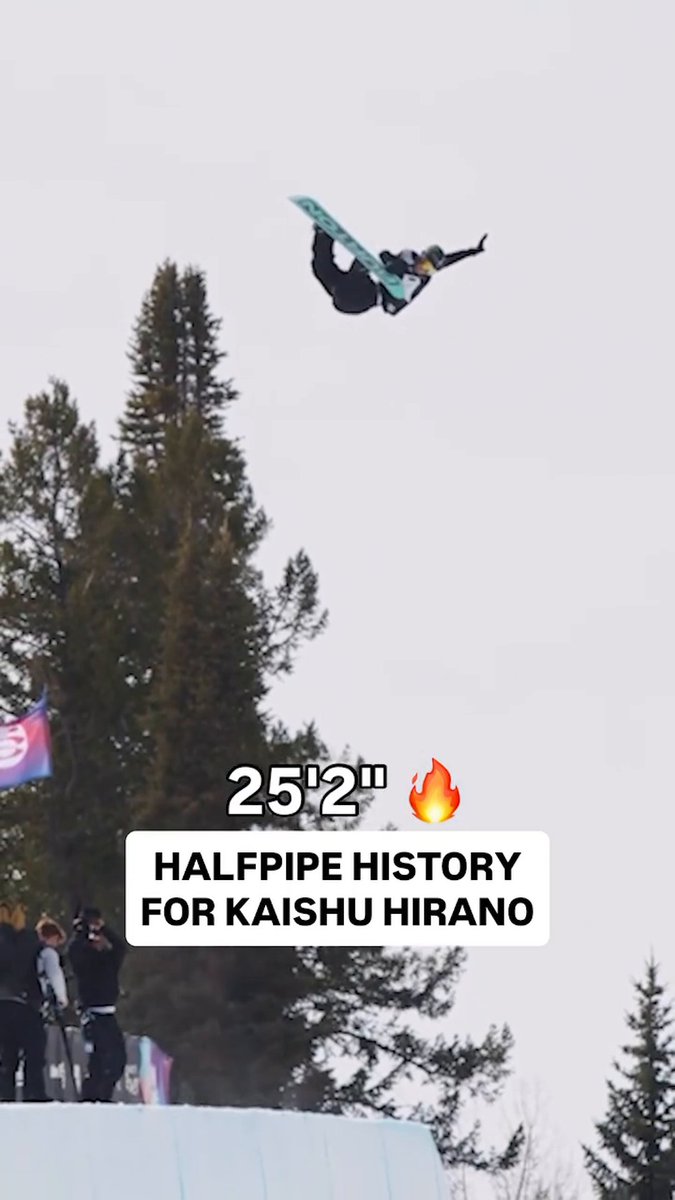 Kaishu Hirano broke Shaun White's world record for biggest air in a men's snowboard halfpipe event 😱 (via The Snow League)