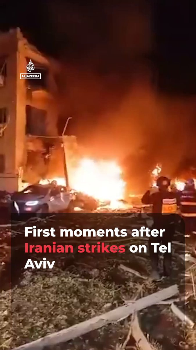 Footage from Tel Aviv shows the aftermath of Iranian missile strikes on the city, which injured seven people, including one in serious condition, according to Israel’s public broadcaster.