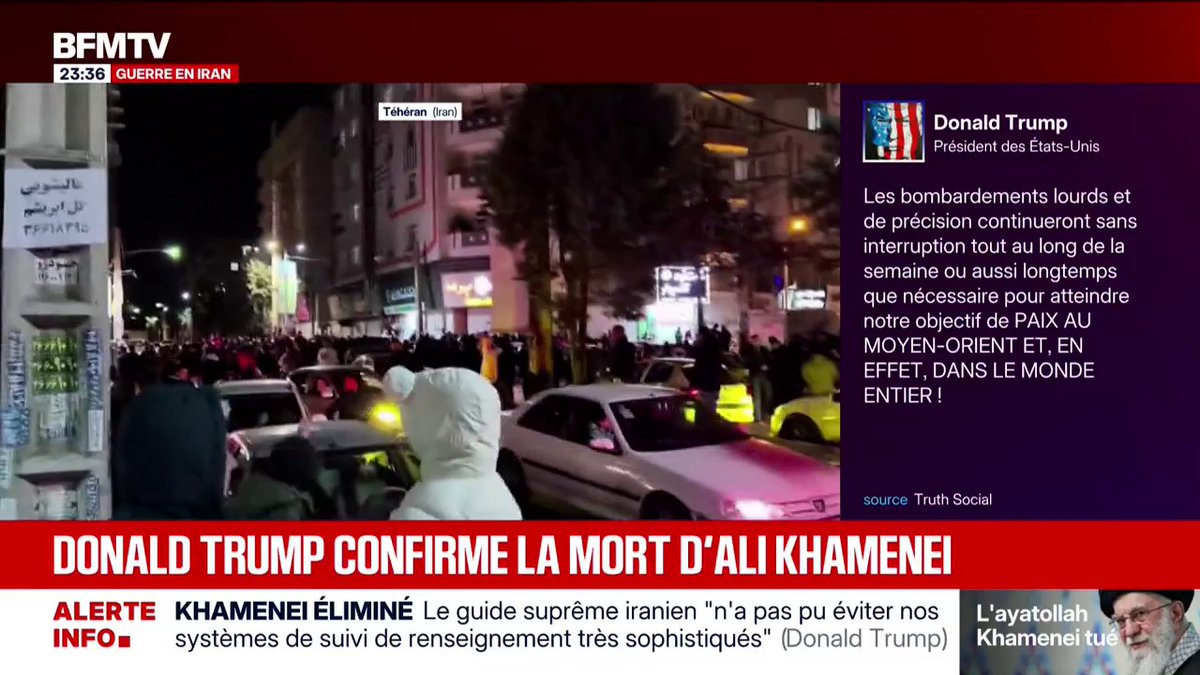 Mort d'Ali Khamenei: les premiers instants de joie à Téhéran en Iran